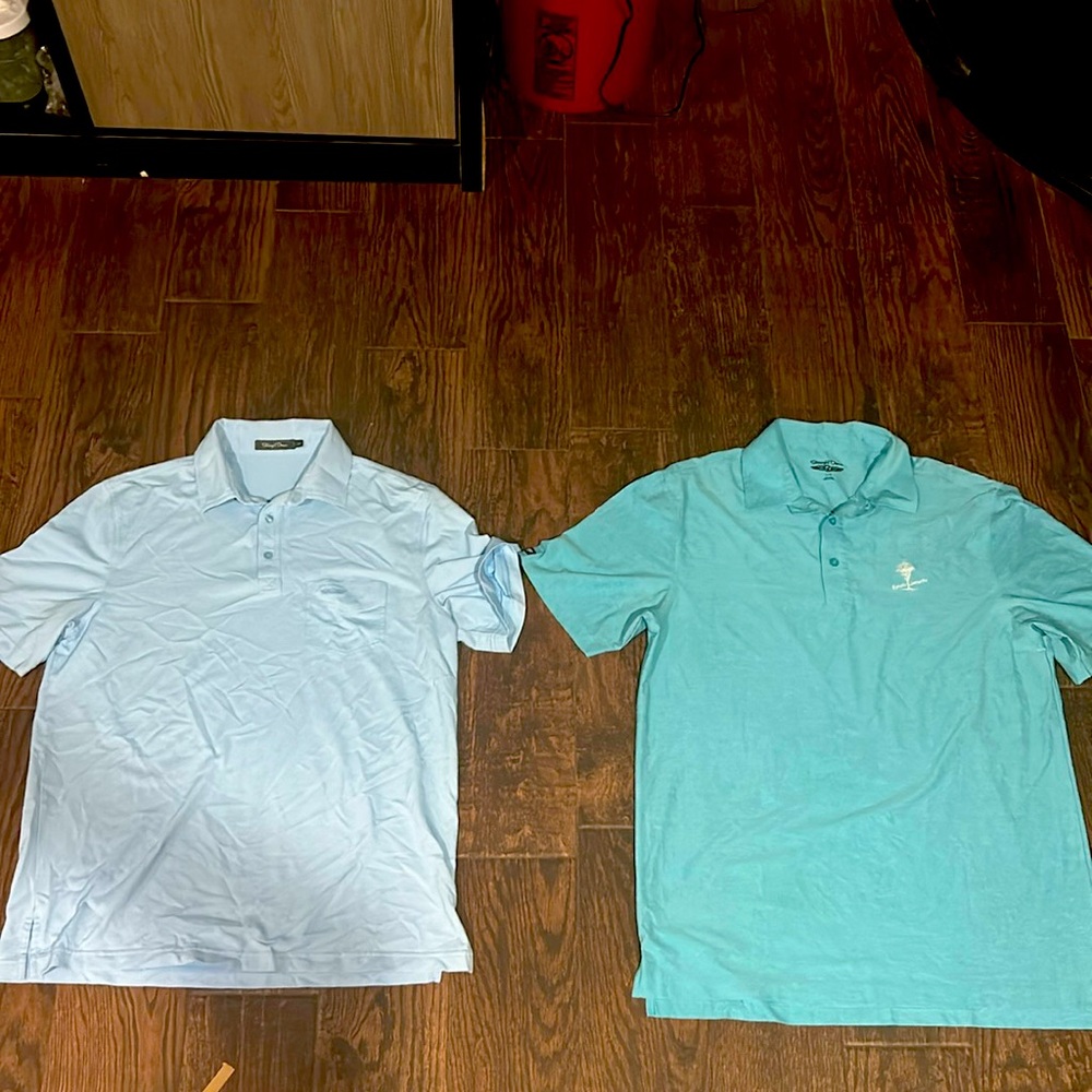 2 Straight Down blue golf polos